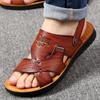Men's Summer Sandals Leather Comfortable Slip-on Casual Sandals Fashion Men Slippers