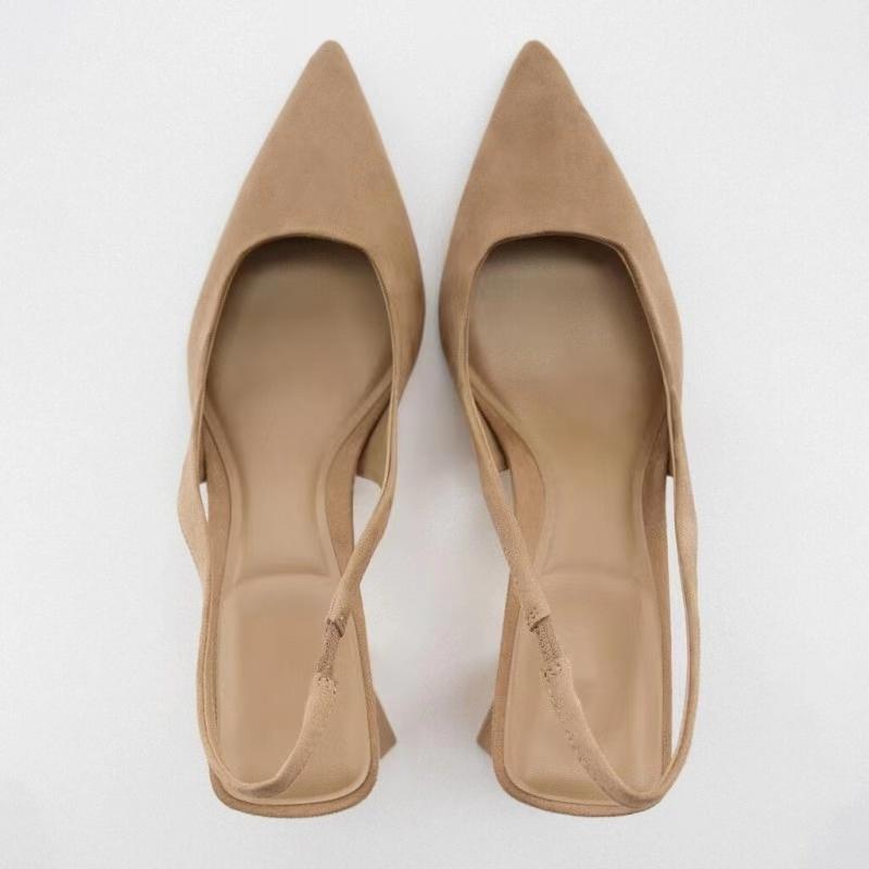 Модные туфли-слингбэки на блочном каблуке для женщин Осенние туфли-лодочки с острым носком Элегантные офисные женские туфли на высоком каблуке Женские удобные сандалии