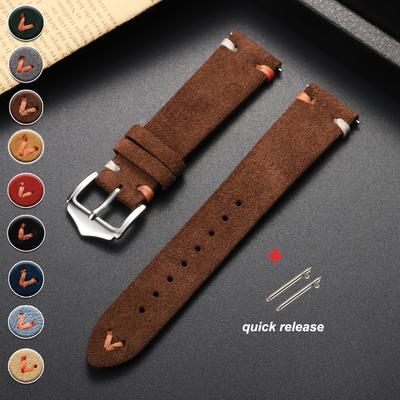 Ремешок для часов из мягкой замши телячьей кожи 18 мм 20 мм 22 мм Ручная прошивка Ремешок из коровьей кожи для Omega для Seiko Ремешок для смарт-часов