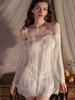 Romance Short Lace Sleepdress Woman Sexy Lingeri Sheer Mesh Pajamas Cute Sweet Style Sleepwear Erotic Underwear Sexy Set