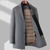 Осенне-зимнее мужское двухстороннее шерстяное пальто средней и длинной длины с воротником-шарфом, деловое повседневное пальто с пуховой подкладкой