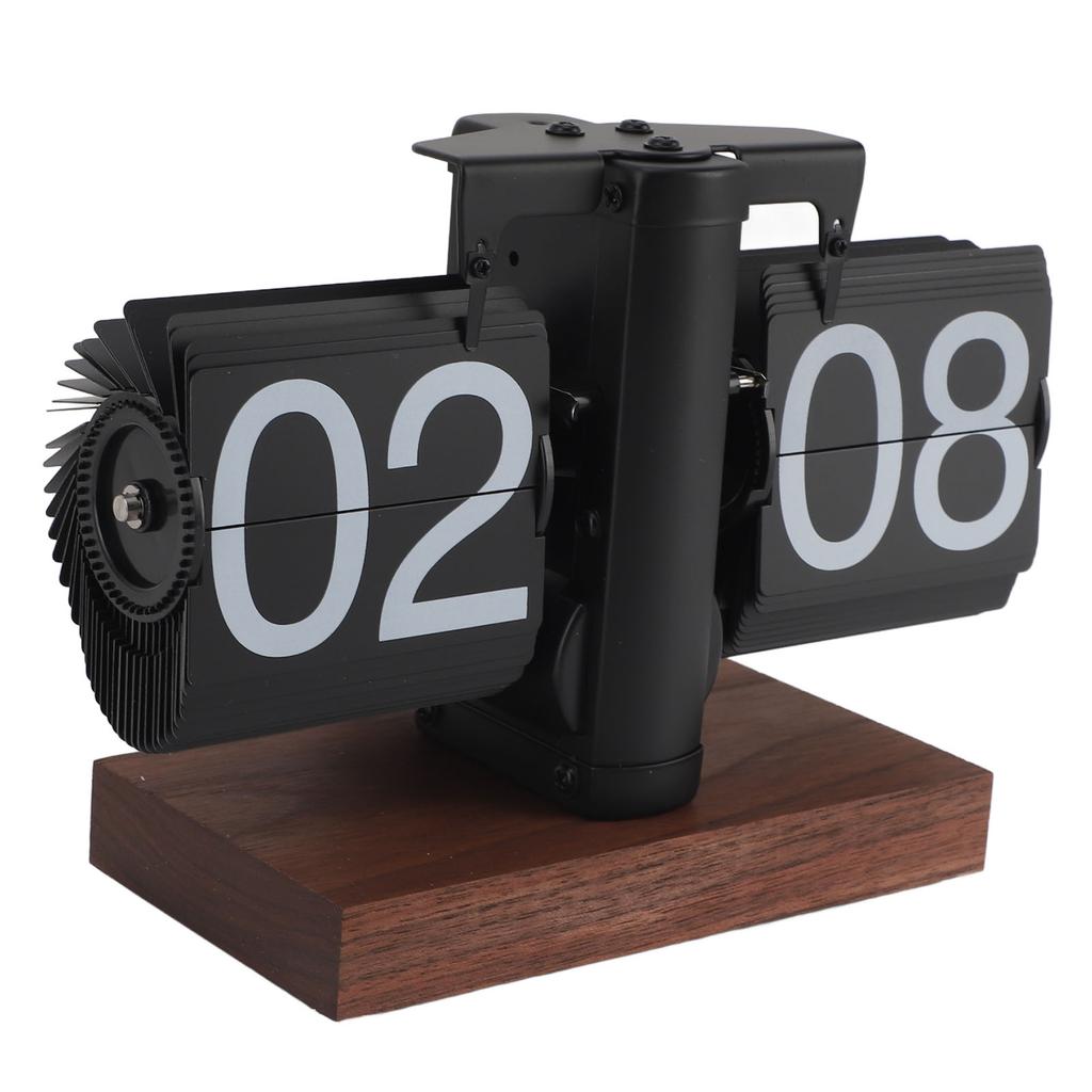 Flip Desk Clock Vintage 24 Hours Anti Slip Base Rotary Knob Adjustable Battery Powered Digital Flip