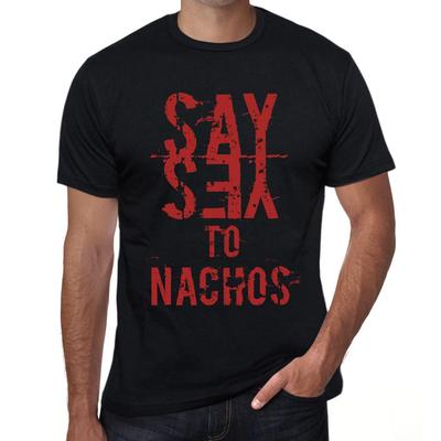 Мужская винтажная футболка Футболка с рисунком Say Yes to Nachos Deep Black