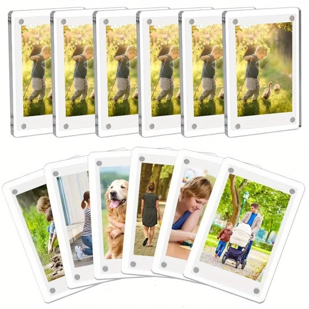 Rectangular Fridge Magnetic Photo Frame Double Sided Clear Magnetic Frame Refrigerator Display