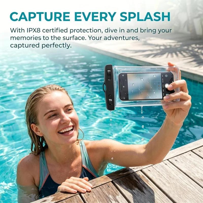 Waterproof Phone Pouch Waterproof Phone Pouch with Touchscreen,Universal IPX8 Waterproof Cell Phone Case,for Swimming,Diving 5