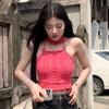 Women's Tank Top Hollow Out Bandage Slim  Knitted Camisole Korean Style