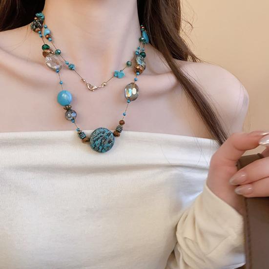 Винтажное ожерелье из бисера с разноцветными камнями, приятное для кожи, многослойное женское ожерелье, ювелирные изделия, подарки