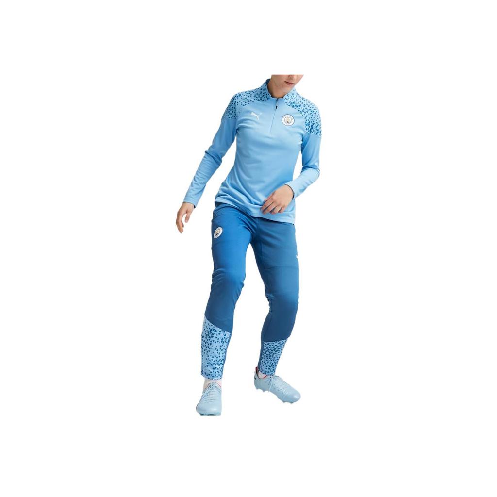 Puma Манчестер Сити Slim Fit эластичные универсальные трикотажные спортивные брюки женские низ светло-голубой 772866-06