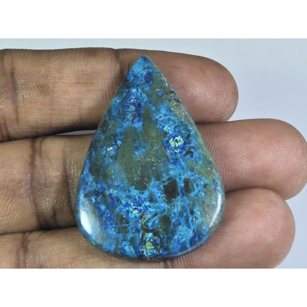 28X41X05MM Natural Shattuckite Pear Shape Cabochon Loose Gemstone 49Cts. D-131