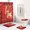 Christmas Shower Curtain Floor Mat Combination Four-Piece Set Bathroom Toilet Non-Slip Carpet Shower Room Absorbent Door Mat