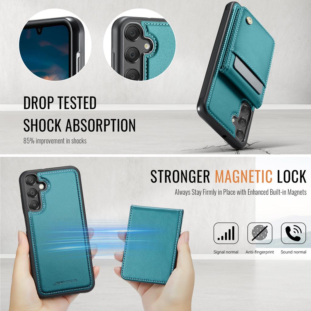 Кожаная задняя крышка для Samsung Galaxy A15 5G/Galaxy A15 4G, совместимая с MagSafe, чехол для телефона JEEHOOD J06 с карманом для карт и RFID-блокировкой