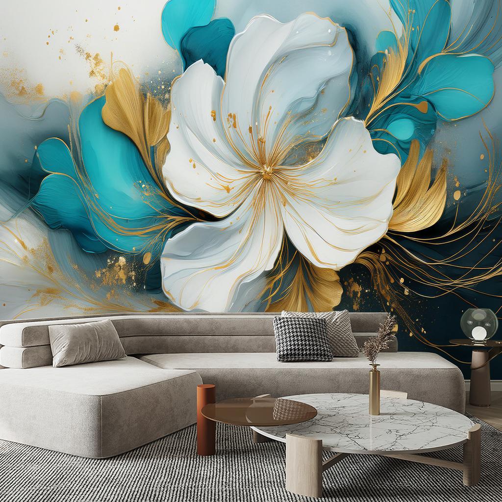 Wallpaper Abstract Turquoise Flower