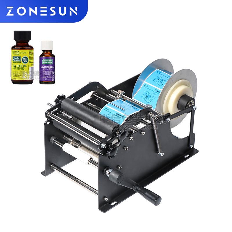 ZONESUN Ручная машина для этикетирования круглых бутылок для наклеек и логотипов