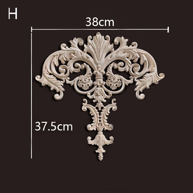 Rubber Wood Applique for Furniture Flower Decoration Wood Carving Onlays Luxury Living Room Decoration Decal Floral Home Decor