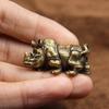 1PC Handmade Pure Copper Cute Rhinoceros Miniatures Figurines Solid Vintage Brass Rhino Ornaments Tea Pets Desktop Decorations Craft