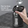 2л Изолированная бутылка для воды с ручкой, съемная соломинка, портативная уличная бутылка для воды из нержавеющей стали с ручкой для переноски для спортзала