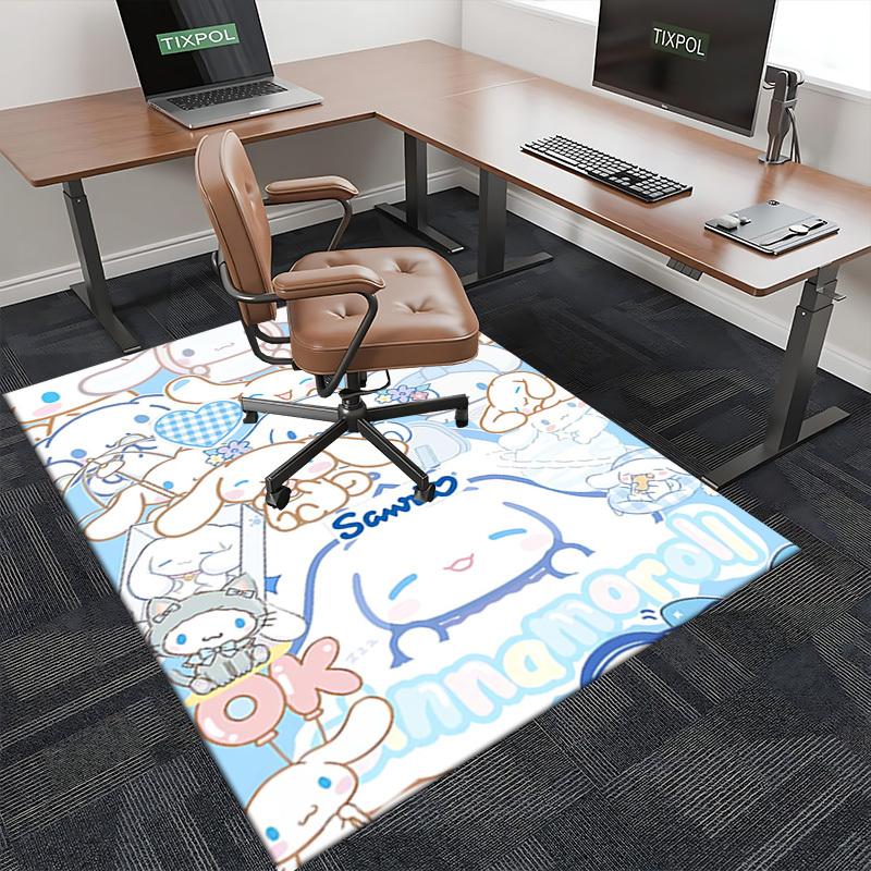 Sanrio Cinnamoroll Chair Mat - Anime Cartoon Design, Non-Slip Rug for Office Chair, Home Decor, Living Room, Bedroom, Game Room, Dormitory Carpet, Sui