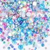 JUNAO 1400pcs Mix Size Clear Crystal Rhinestones Glass Flatback Crystals Round Nail Stones For DIY Cup and Clothes Crafts