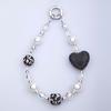 PICOCICI Anti-fall Phone Chain with Rhinestone Heart Cube Decor Beaded Wrist Strap