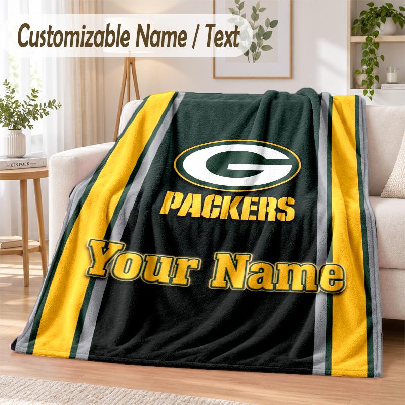 Фланелевое одеяло с индивидуальным текстом, принт Green Bay Packers, теплое и уютное одеяло, постельное белье для дивана и кровати