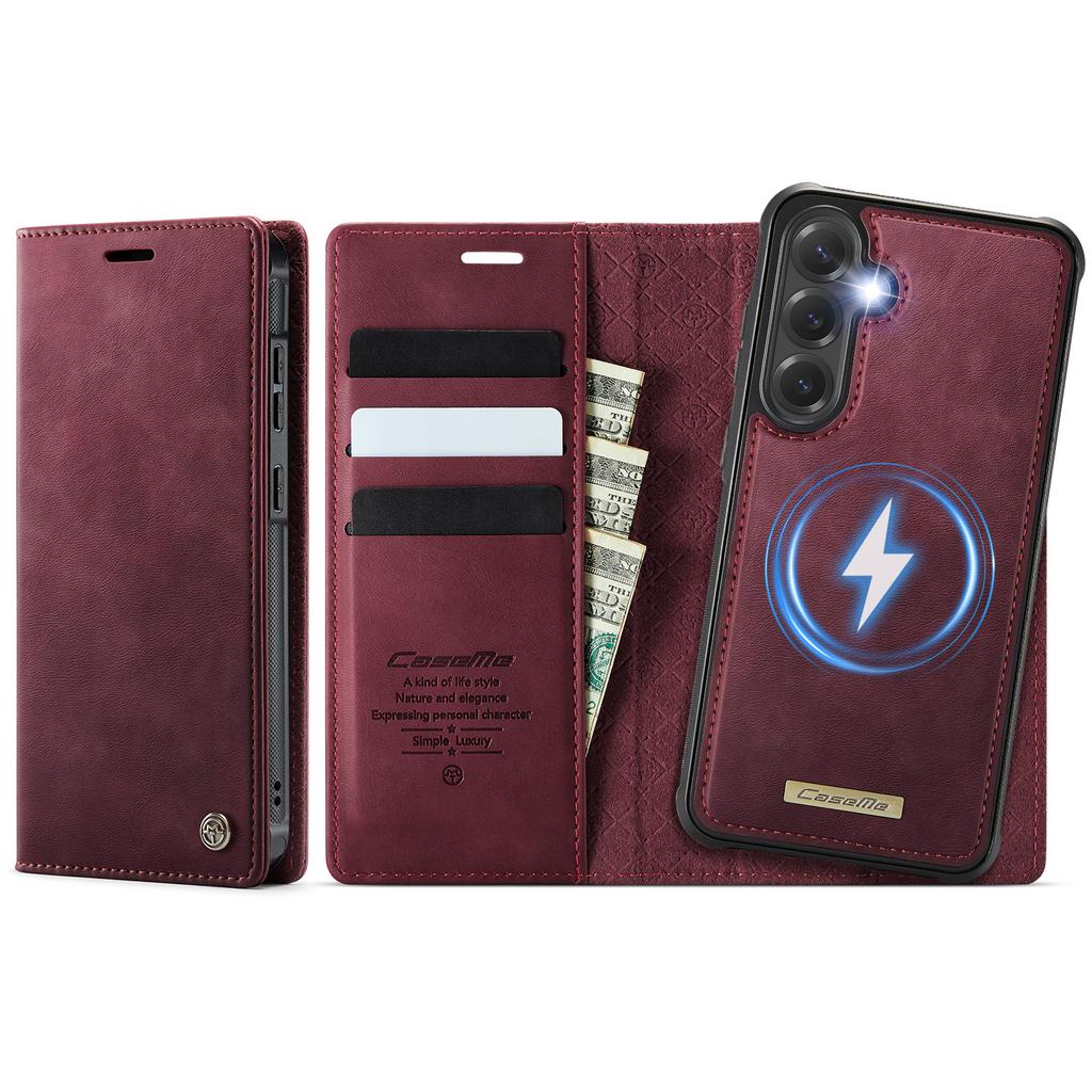 For Samsung Galaxy S25/Galaxy S24 Case CASEME C49 Compatible with MagSafe RFID Blocking Detachable Wallet Leather Phone Cover