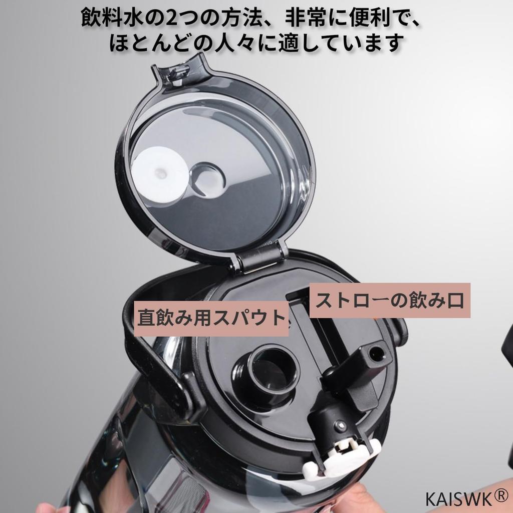 Бутылка для воды 2000 мл, большая емкость, портативная спортивная бутылка для воды с трубочкой, 2-сторонняя, со шкалой уровня воды, не содержащая бисфенол А, пластиковая бутылка для воды