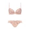 AMOSTYLE Charming Glamor Slim Line Bra Shorts Set Marble Stitch M019 F65M Size & (Pink)