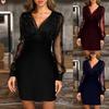 Sexy Women Sequins Summer Female Black Retro Elegant Party Club Dress