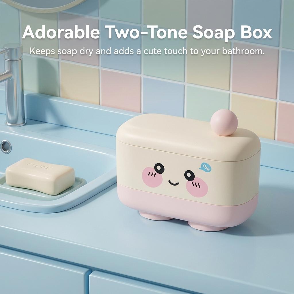 Double Layer Cartoon Soap Dish Bathroom Storage Rack For Home And Dormitory Use