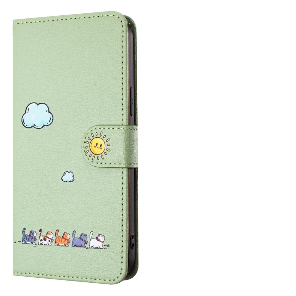 Кожаный чехол-книжка для Funda Samsung Galaxy S25 Edge S24 Ultra S23 Plus S21 FE Чехлы Милый Кот Домашние Животные Кошелек Задняя Крышка Телефона Женские