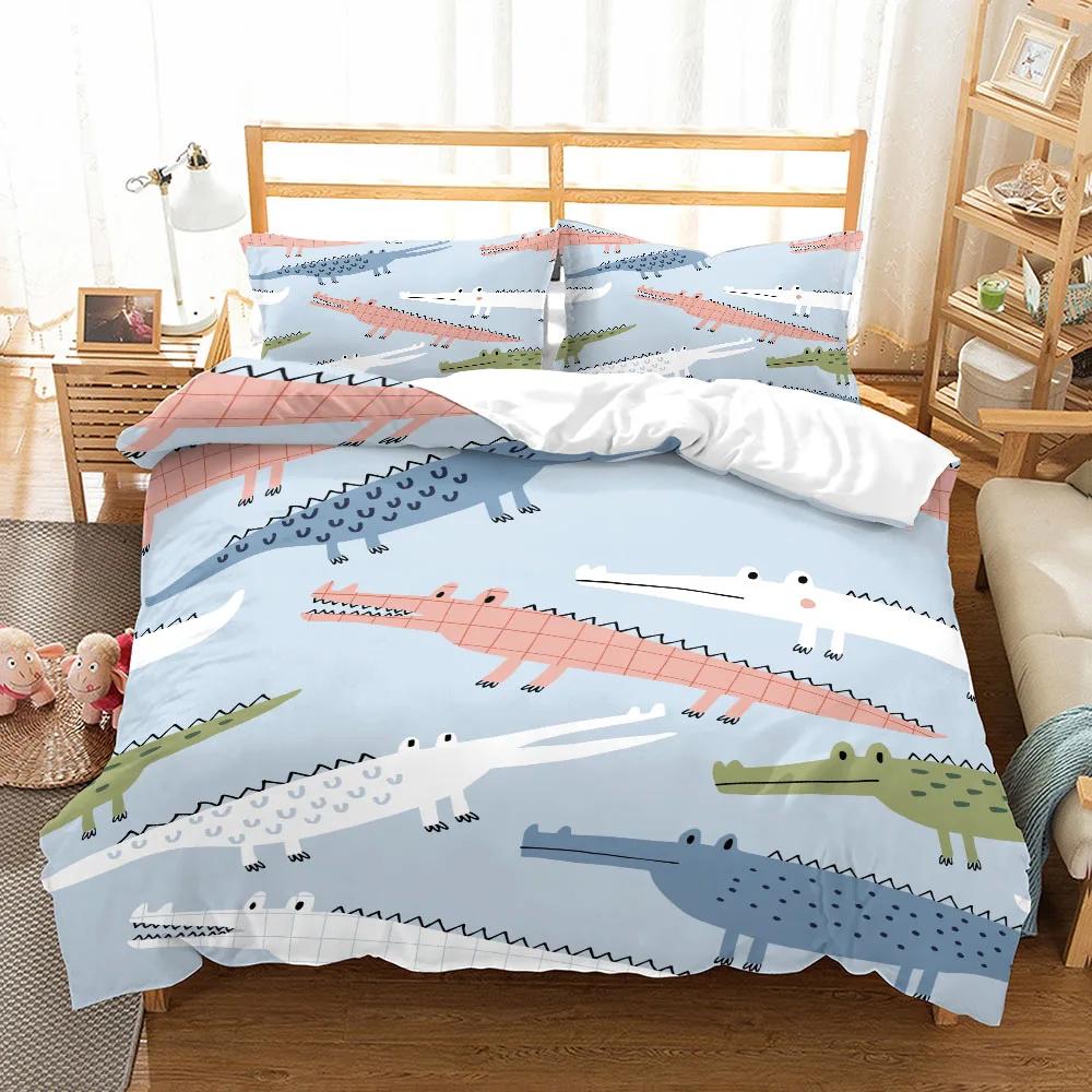 Постельное белье Аллигаторы Двуспальный Комплект Пододеяльник Комплект для спальни Домашний текстиль Комплект покрывала Двуспальный Jogo De Cama Пододеяльник 2 наволочки