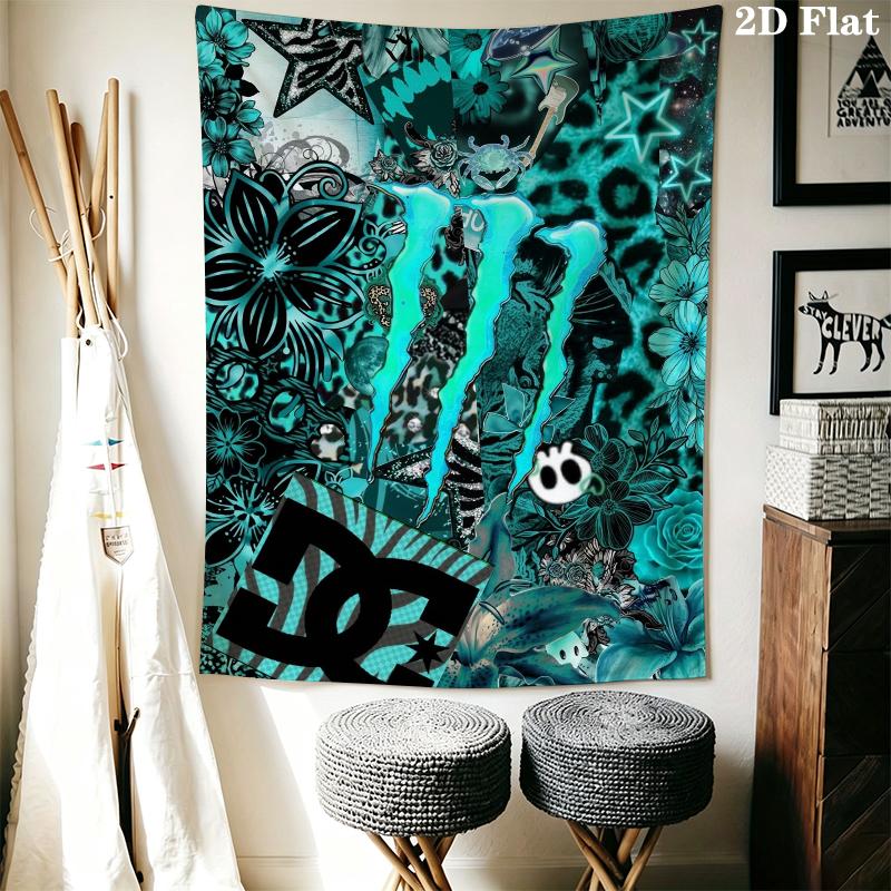Monster Energy Wall Tapestry Aesthetic Wall Hanging Printed Fabric Blanket Decorative Tapestries for Bedroom Living Room Home Decor