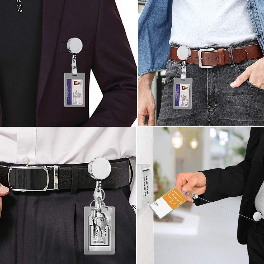 Metal Retractable Key Ring Retractable Key Chain ID Card Badge Holder Badge Reel Clip Lanyard Clip
