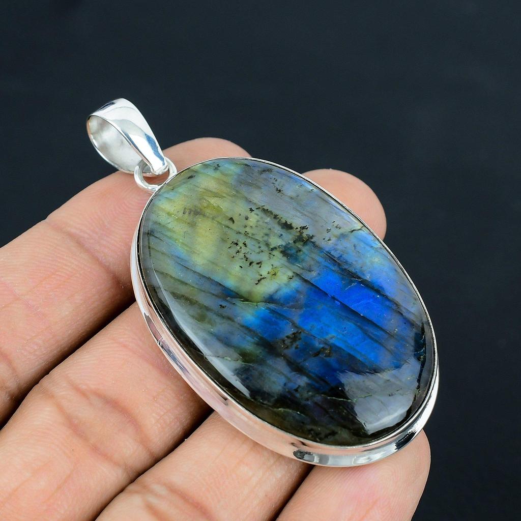Подвеска из натурального синего огненного лабрадорита, серебро 925 пробы, ювелирные подвески, серебряные подвески ручной работы для подарка, пасхальный подарок