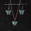 Acrylic Butterfly Pendant Earrings Necklace Combination Set Japan And South Korea Sweet Style Alloy Chain Jewelry Set