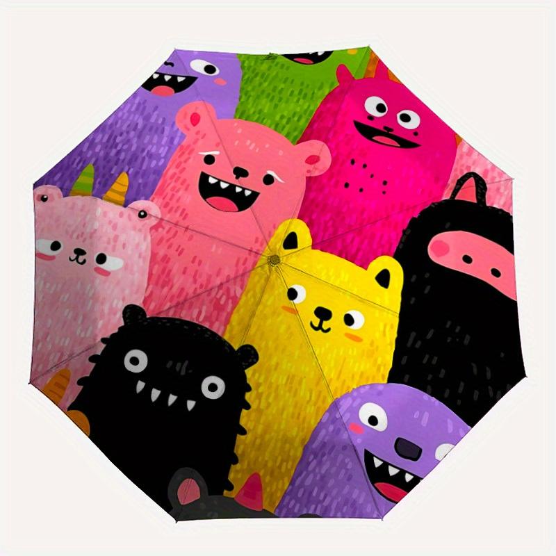 1 шт. Зонт-автомат «Вечеринка Монстров» с кнопкой одного нажатия, Ветрозащитная конструкция, Легкий портативный зонт для женщин и мужчин6095