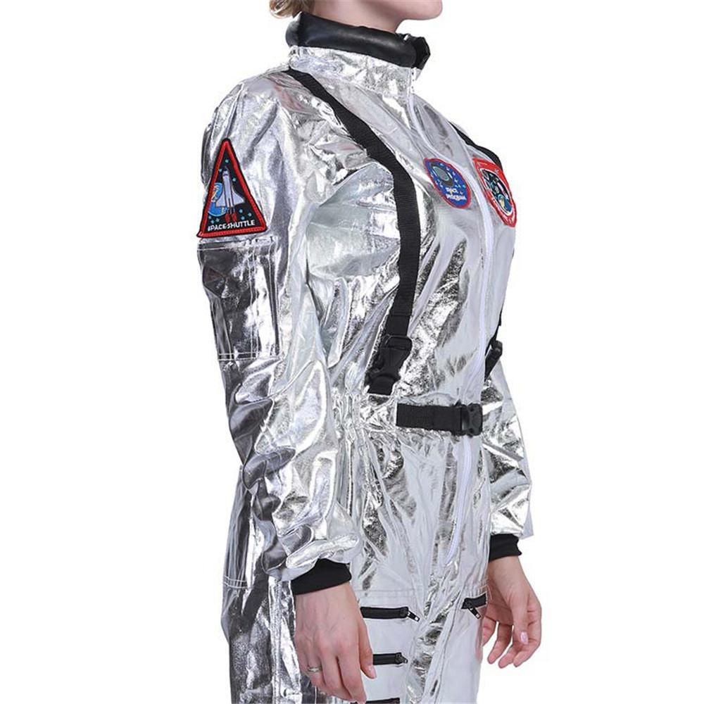 Костюм на Хэллоуин, женский костюм космонавта, костюм космонавта для взрослых, серебряный комбинезон с длинными рукавами, костюм Пурима