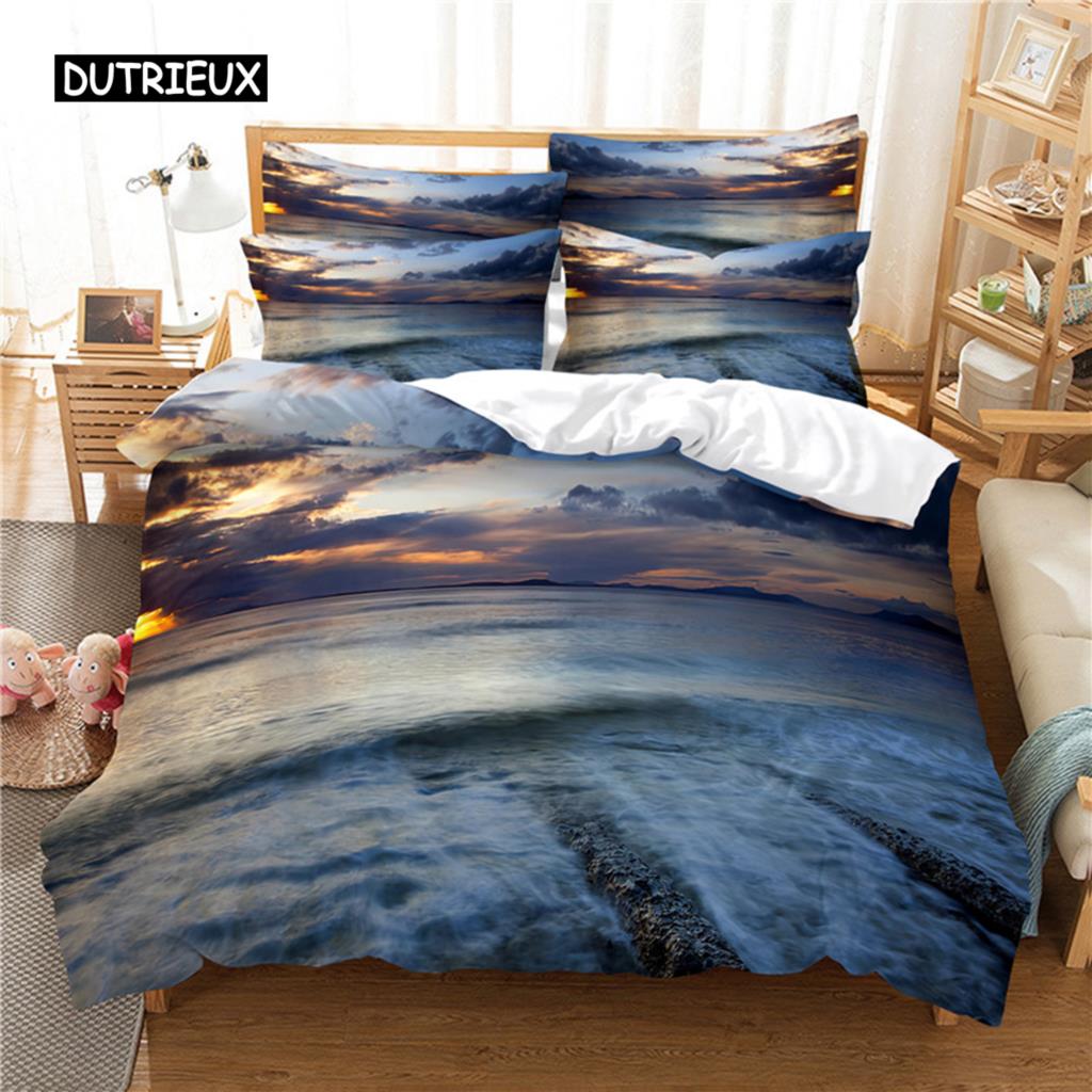 Комплект постельного белья Beach Coconut Tree, комплект пододеяльников, постельное белье с 3D-принтом, комплект постельного белья размера Queen, модный дизайн