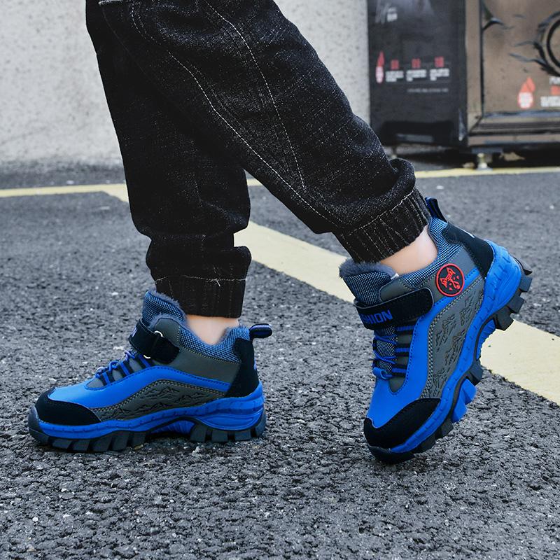 Осенне-зимние детские зимние ботинки с флисом, теплые, нескользящие, износостойкие, для детей, для занятий зимними видами спорта на открытом воздухе, для мальчиков