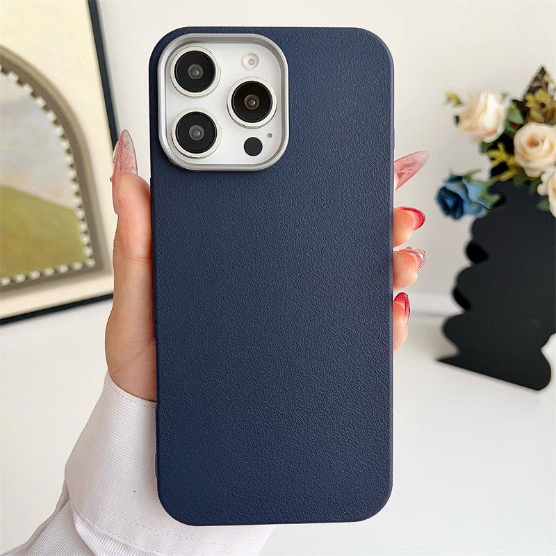TPU Soft Matte Magnetic Housing iPhone 16 Pro Max 15 Plus 14 Pro 13 12 11 Solid Color Leather Texture Shock Proof Case