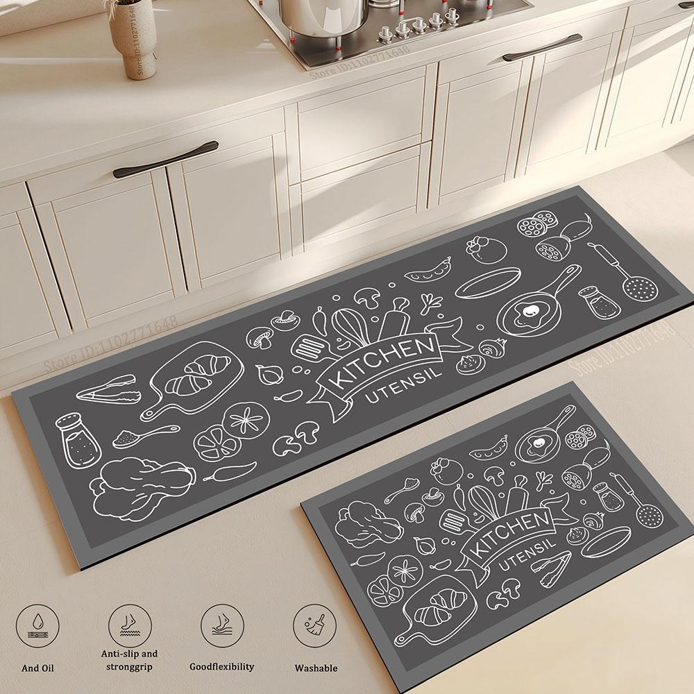 Pattern Mats Kitchen Rug  Absorbent Non-Slip Bathroom Entrance Carpet Mat Washable for Moisture Control Colorful Doormat