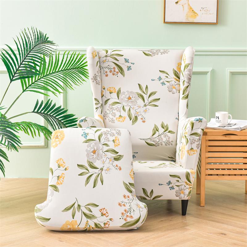 Чехлы на кресло с ушами в пасторальном стиле, эластичные тканевые чехлы на диван с высокой спинкой, эластичные чехлы на кресла с чехлом на подушку сиденья