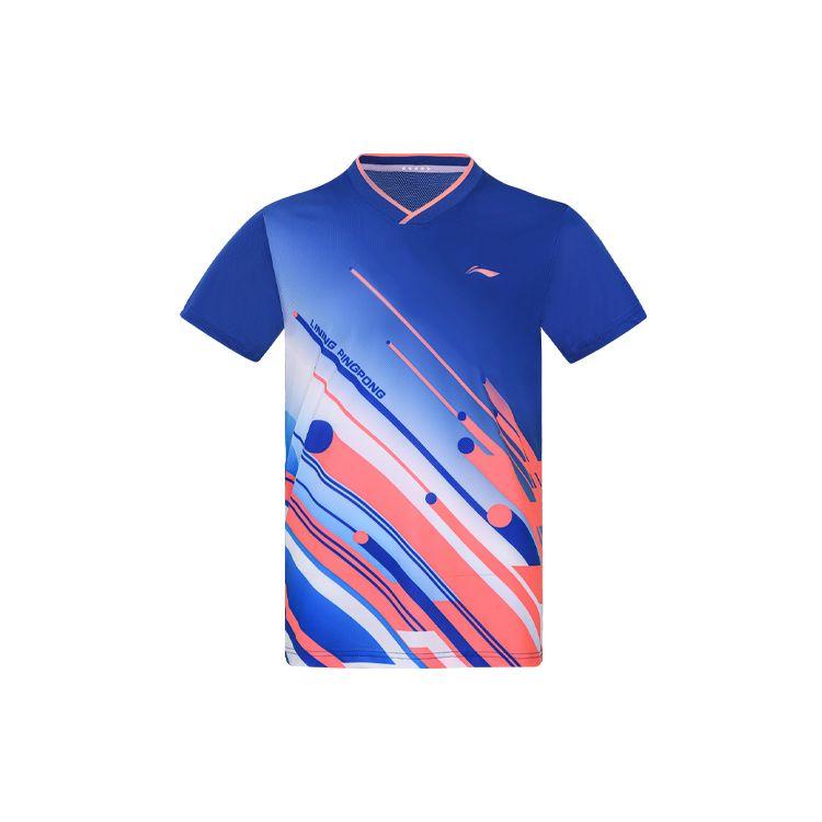 Li-Ning Повседневная спортивная быстросохнущая футболка с короткими рукавами для пинг-понга, мужские топы Dream-Blue AAYS017-3