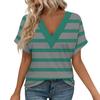 Женские рубашки с коротким рукавом, топы с принтом и V-образным вырезом, повседневные топы, базовые футболки, блузки, свободные топы