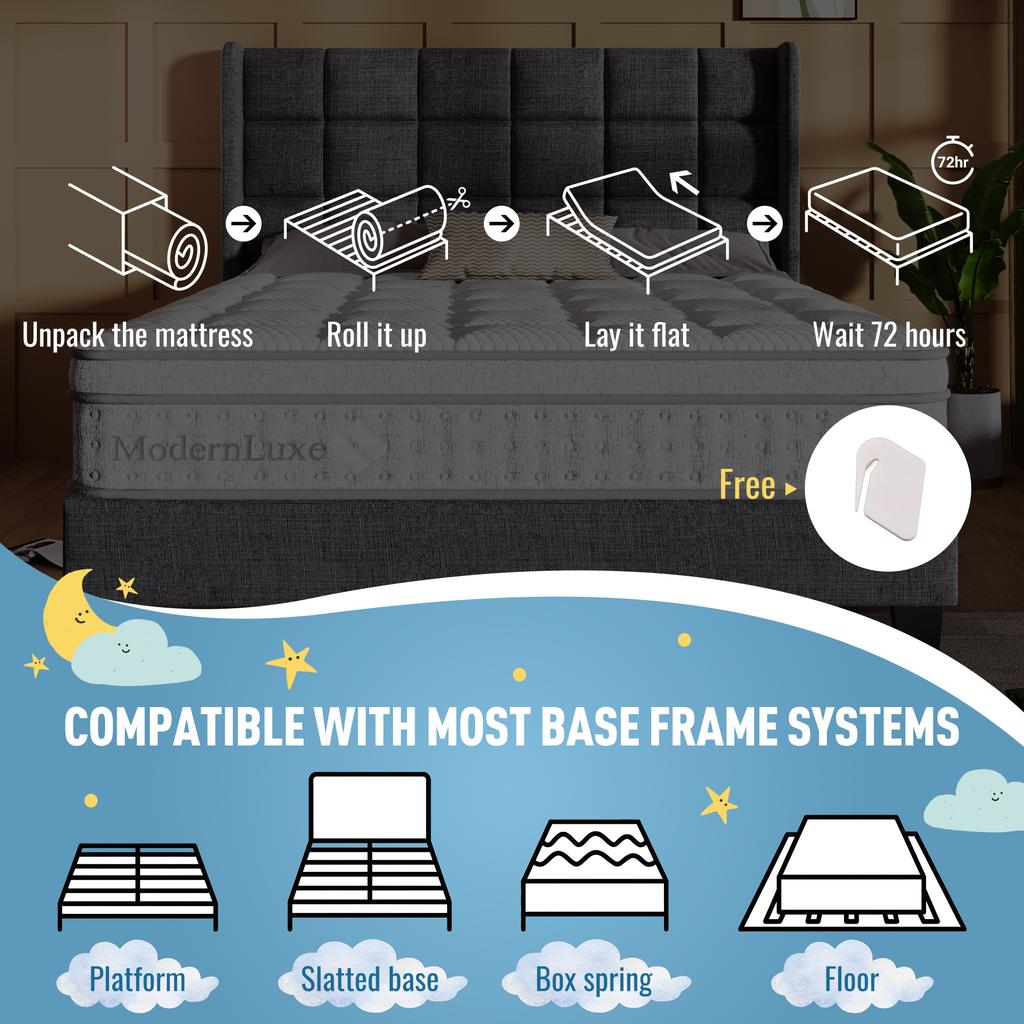 7-Zone Pocket Spring Mattress 140x200 cm H3, 25cm High Cold Foam Hybrid Mattress, Ergonomic Body Adaptation & Breathable, OEKO-TEX, Comfort Double Bed