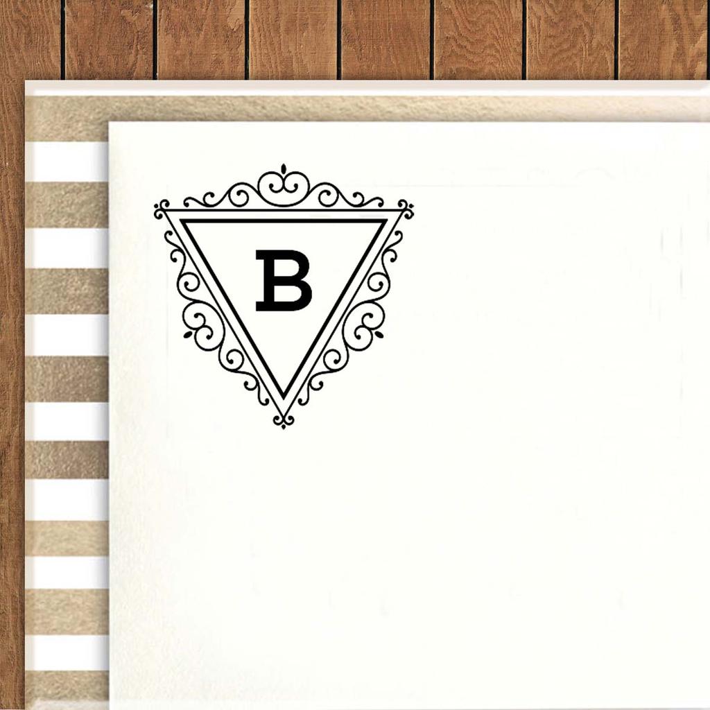 Printtoo Swirl Border Triangle B Alphabet Monogram Initial R-40 Self Inking Rubber Stamp Office