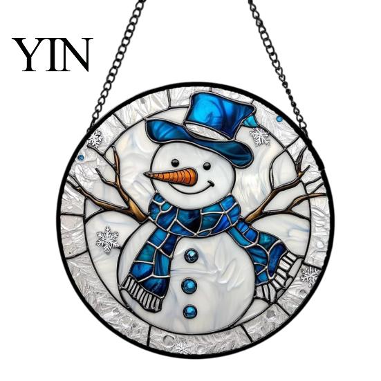 Christmas Gothic Theme Ornament Retro Halloween Pendant, Ghost/Bat/Spider Web/Pumpkin Head Print, Hand Painted Ghost Disc Vintage Acrylic Hanging for