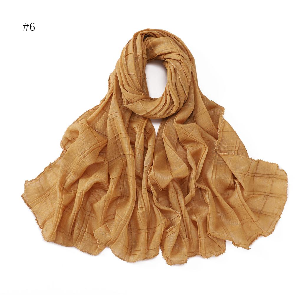 Good Quality Luxury Silver Thread Crepe Plaid Shawl Scarf Polyester Gilt Shiny Headscarf Head Covering Women Hijab