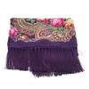 Women's Vintage Floral Print Shawl - Square Ethnic Scarf With Four-Sided Tassels For Travel & Dust Protection 