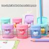 Cartoon Pencil Sharpener Double Hole Pencil Cutter Tool Student Stationery Simple School Office Supplies High Quality